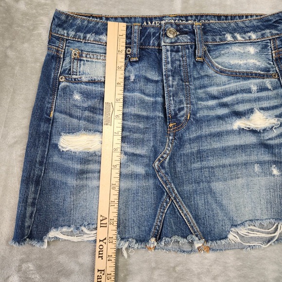 American Eagle Denim Mini Skirt Womens 2 Y2k Low Rise Bratz Preppy Beachy Summer - Picture 5 of 6
